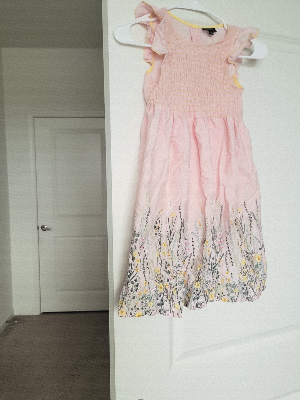 Girls' Pink Floral Hem Sundress